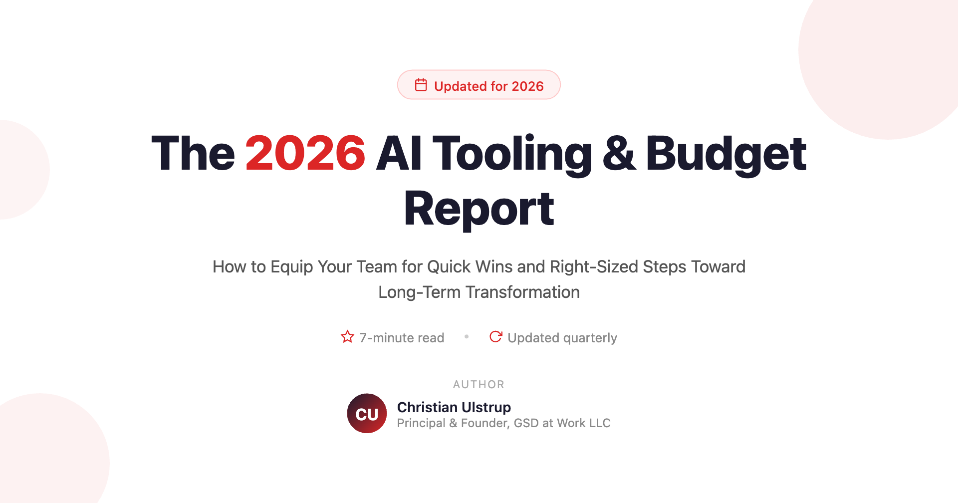 2026 AI Tooling & Budget Report cover